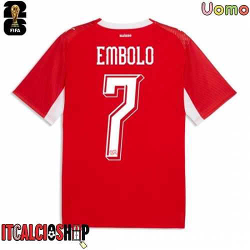 Svizzera Breel Embolo #7 Prima Maglia Mondiali 2026 Manica Corta